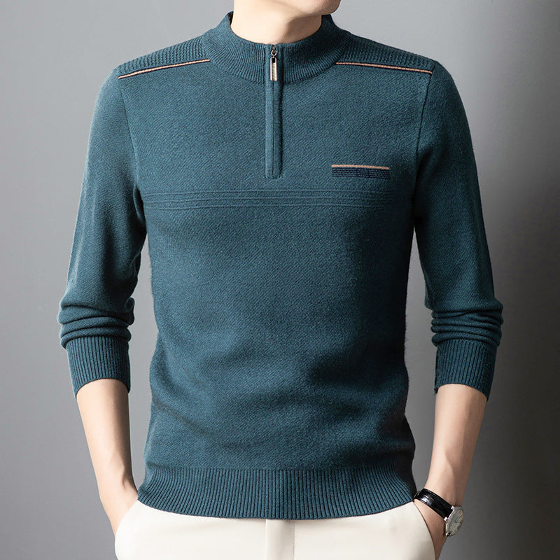 Men's Half-turtleneck Zipper Sweater