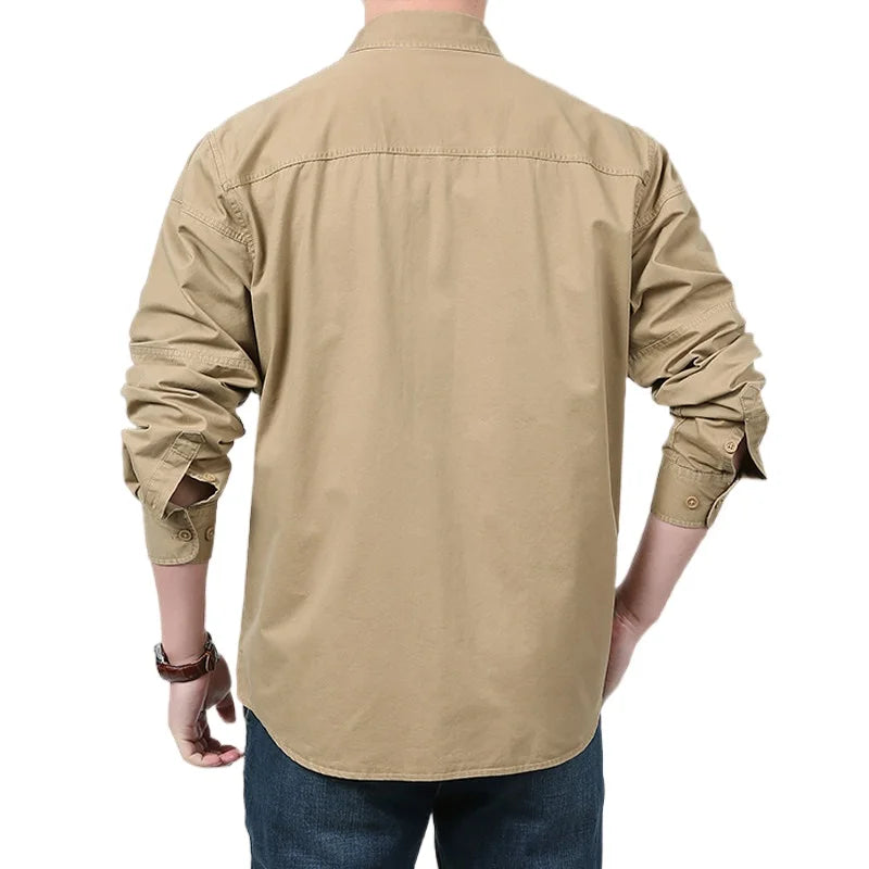 Long Sleeves Zipped Dual Pockets Shirt