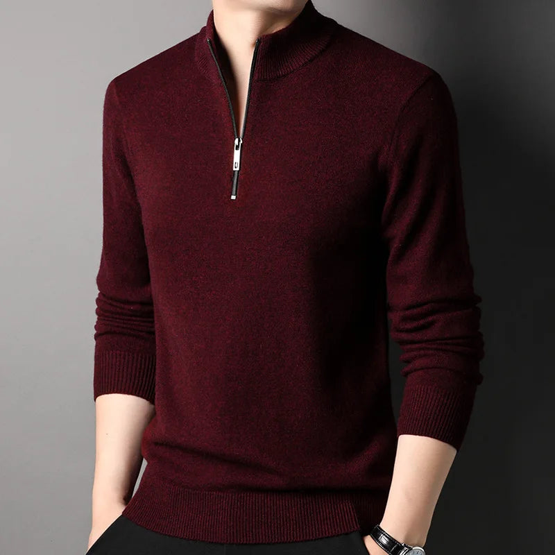 Solid Color Mock Collar Sweatshirt