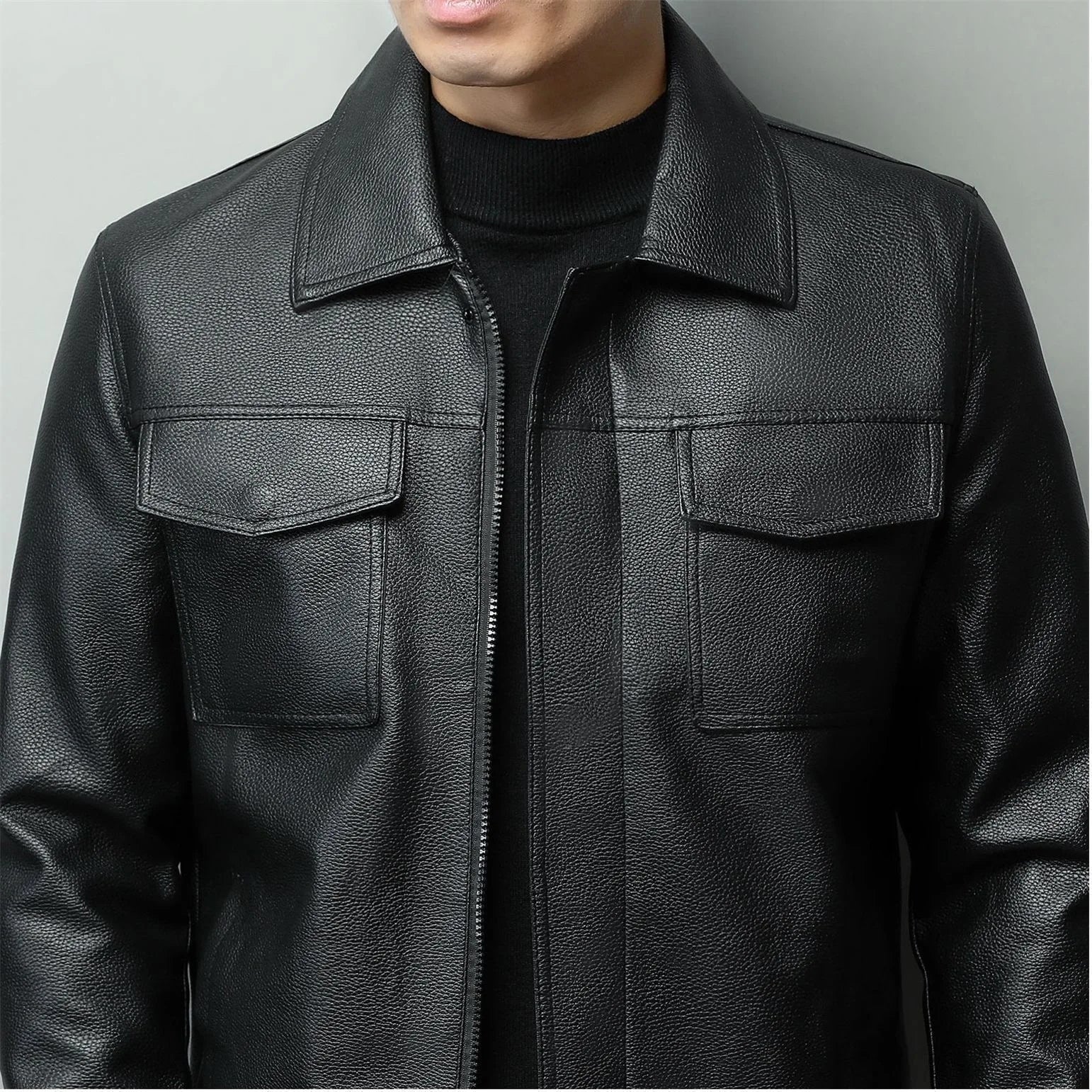 Leather Jacket Double Pocket