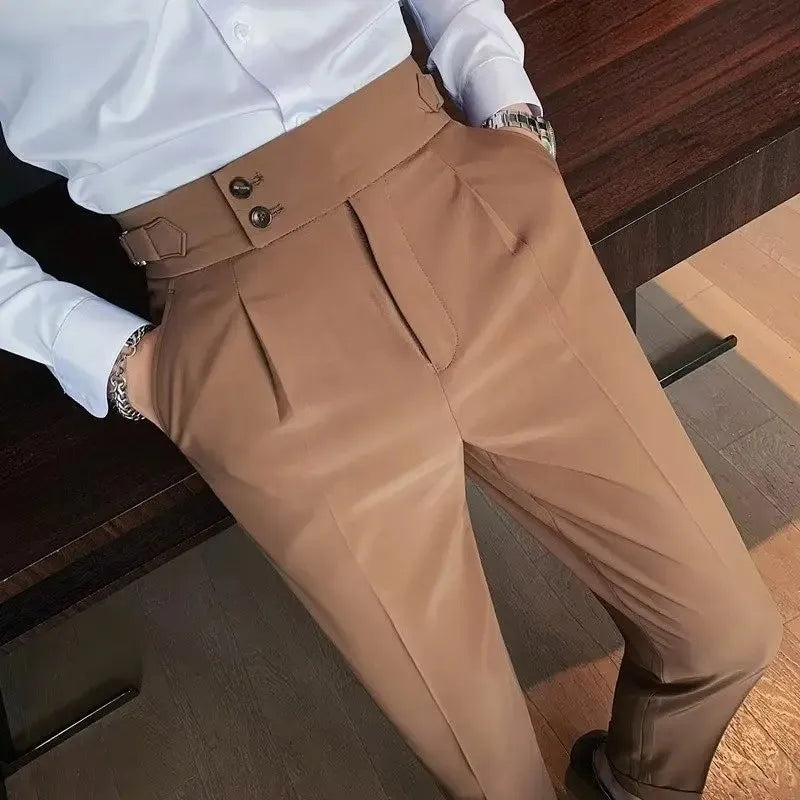 Buckle Waist Straight Leg Pants