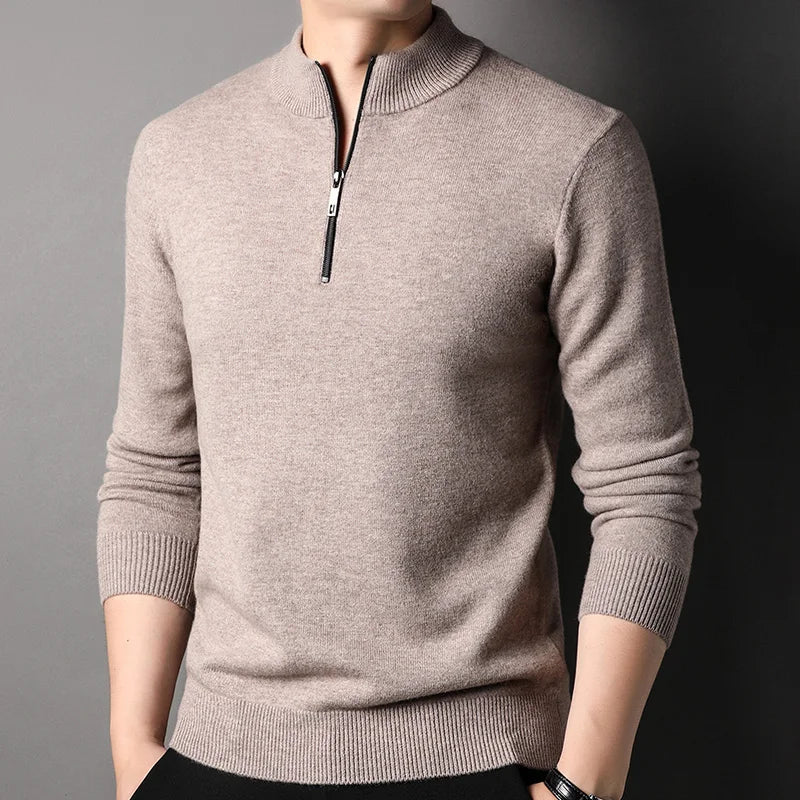 Solid Color Mock Collar Sweatshirt