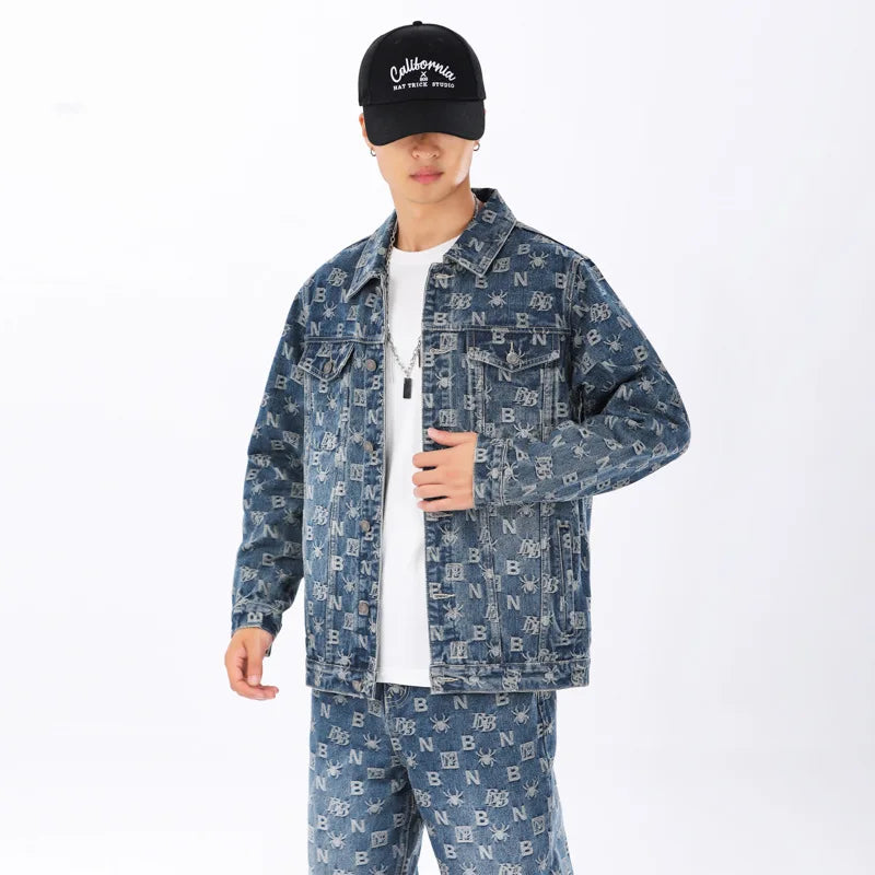 Styled Men's Denim Jacket and Trousers