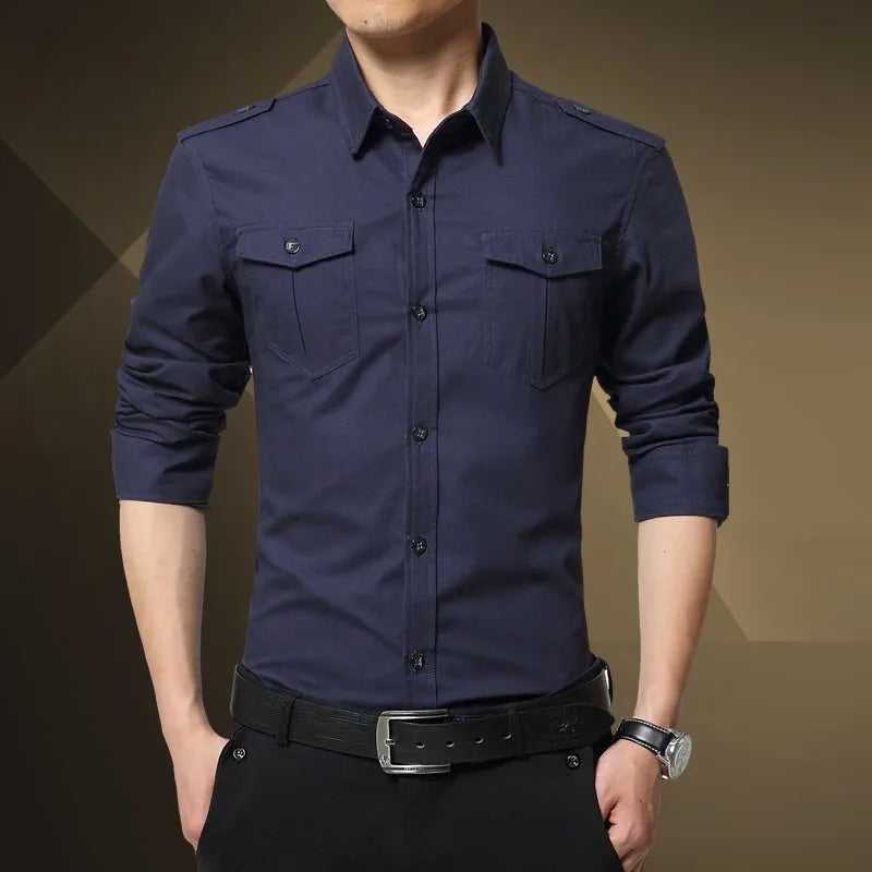 Military Style Dual Pockets Shirt