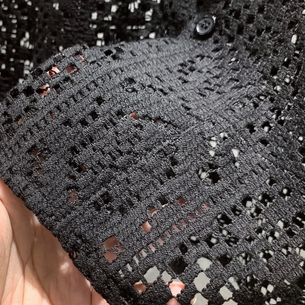 Short Sleeve Hollow Out Casual Shirt