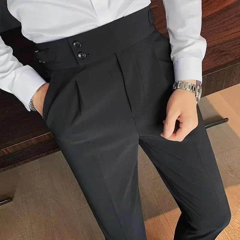 Buckle Waist Straight Leg Pants
