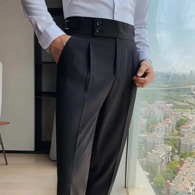 Buckle Waist Straight Leg Pants
