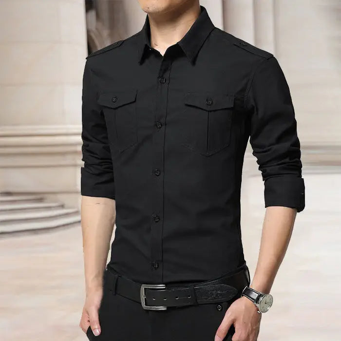 Military Style Dual Pockets Shirt