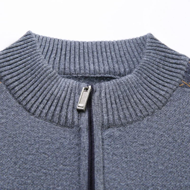 Zipper Patchwork Knitting Pullovers Striped
