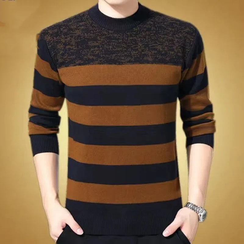 Striped Long Sleeve Zipper Sweaters