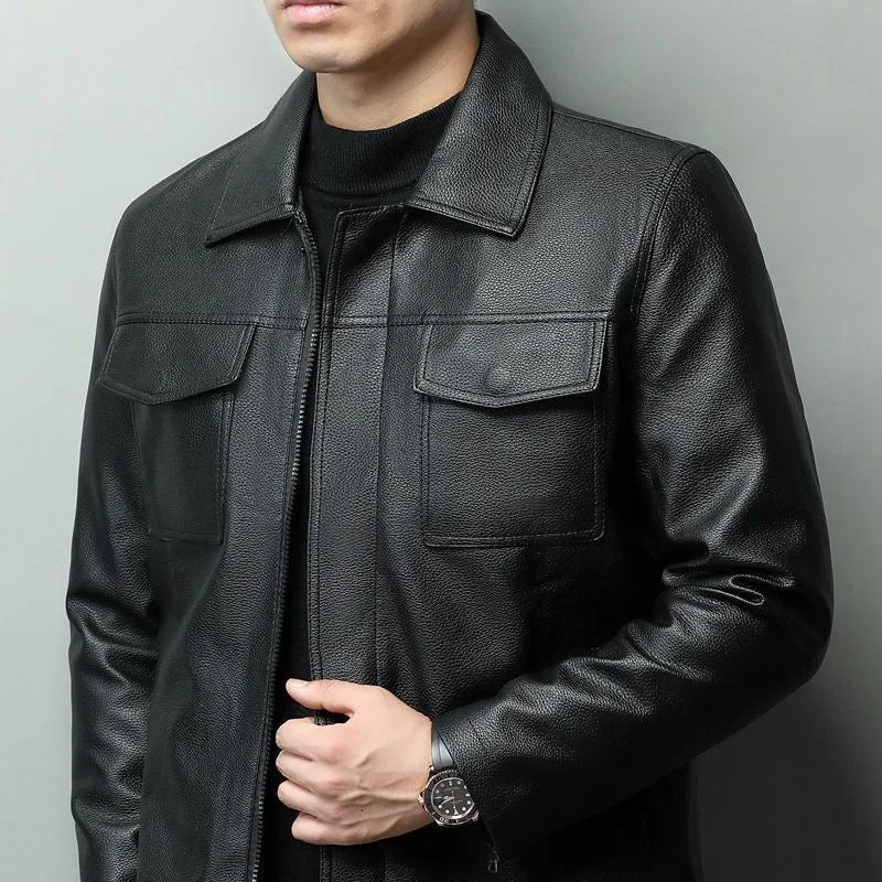 Leather Jacket Double Pocket