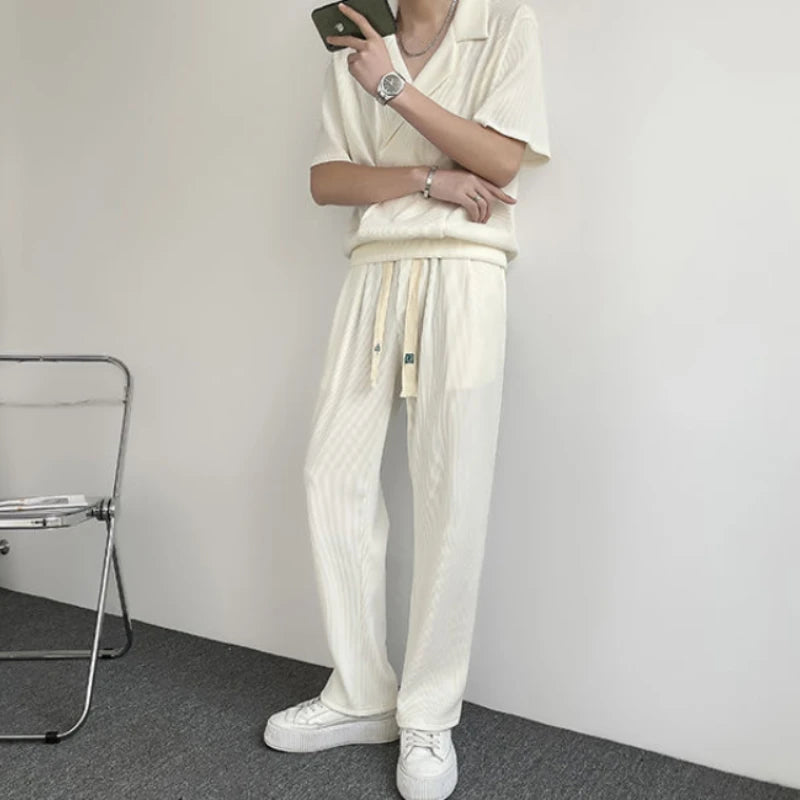 2pcs Suits Casual Ice Silk Set