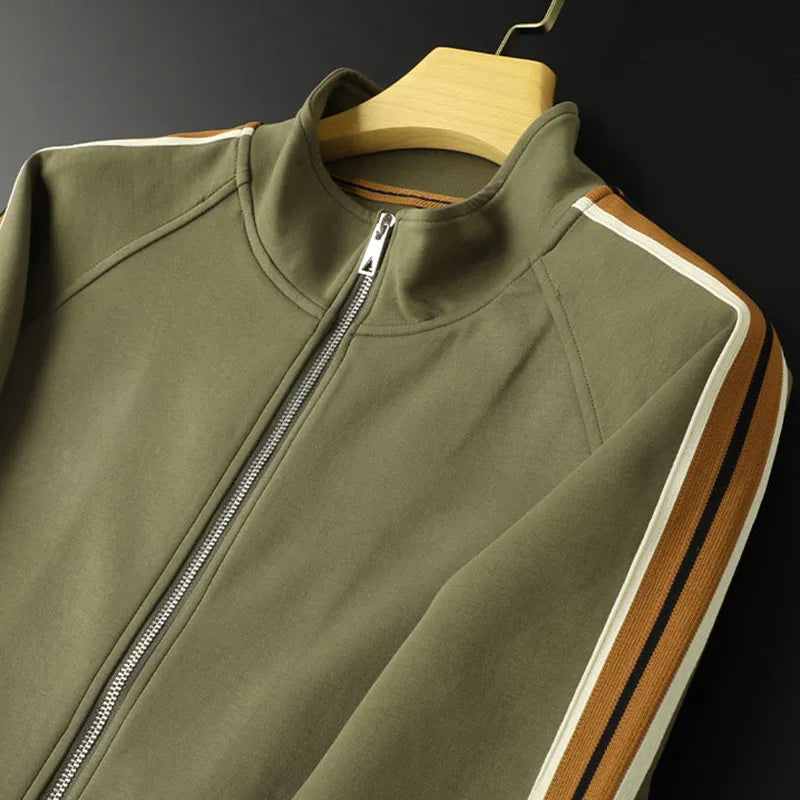 Side Striped Zipped Casual Sports Suit