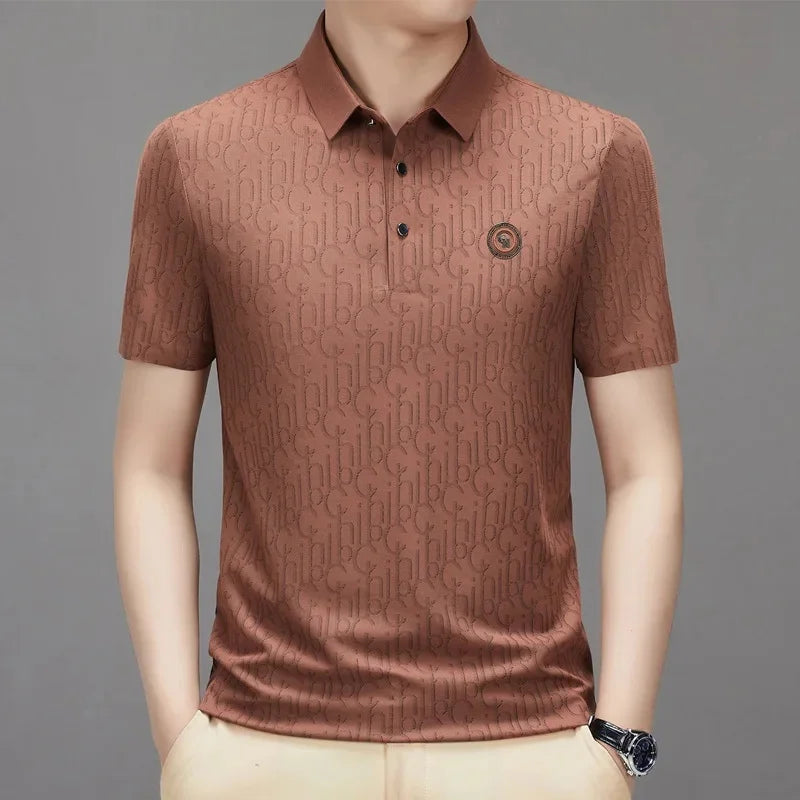 Breathable Note Pattern Short Sleeve Polo Shirt