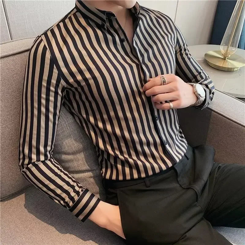 Striped Long Sleeve Slim Fit Shirt