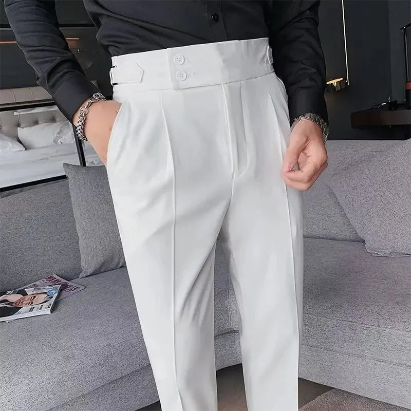 Buckle Waist Straight Leg Pants
