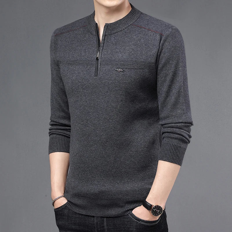 Solid Color Half-high Neck Zipper Sweatshirt