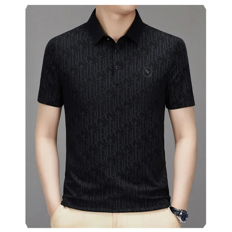 Breathable Note Pattern Short Sleeve Polo Shirt