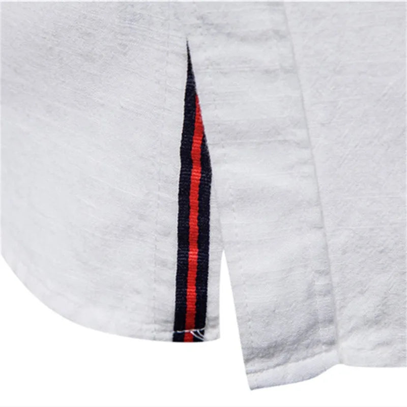 Mandarin Collar Style Linen Shirt