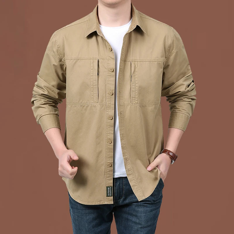 Long Sleeves Zipped Dual Pockets Shirt