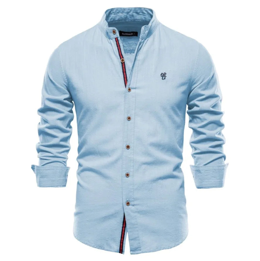 Mandarin Collar Style Linen Shirt