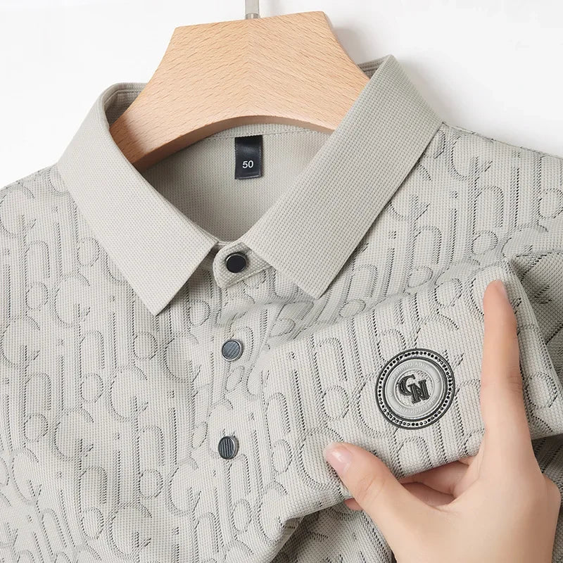 Breathable Note Pattern Short Sleeve Polo Shirt