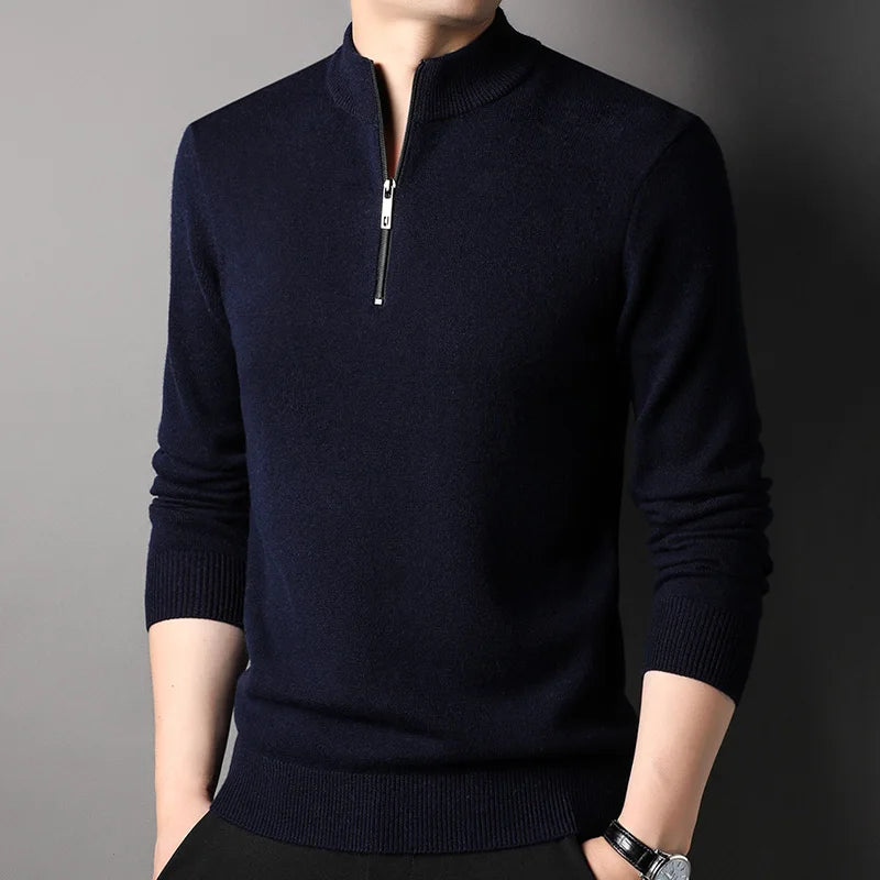 Solid Color Mock Collar Sweatshirt