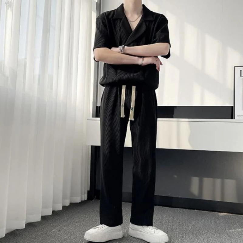 2pcs Suits Casual Ice Silk Set
