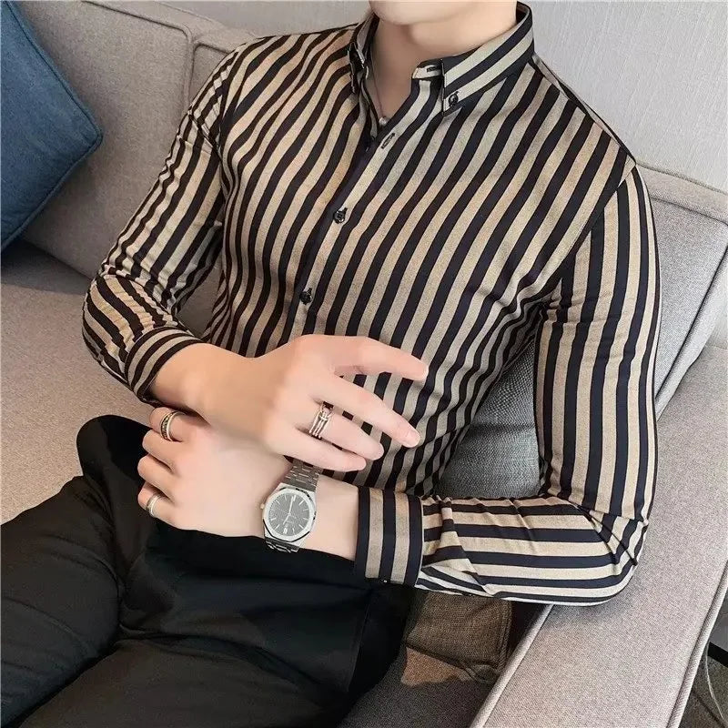 Striped Long Sleeve Slim Fit Shirt