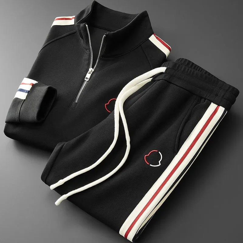 Luxurious Stand Collar Half Zipper Two Piece