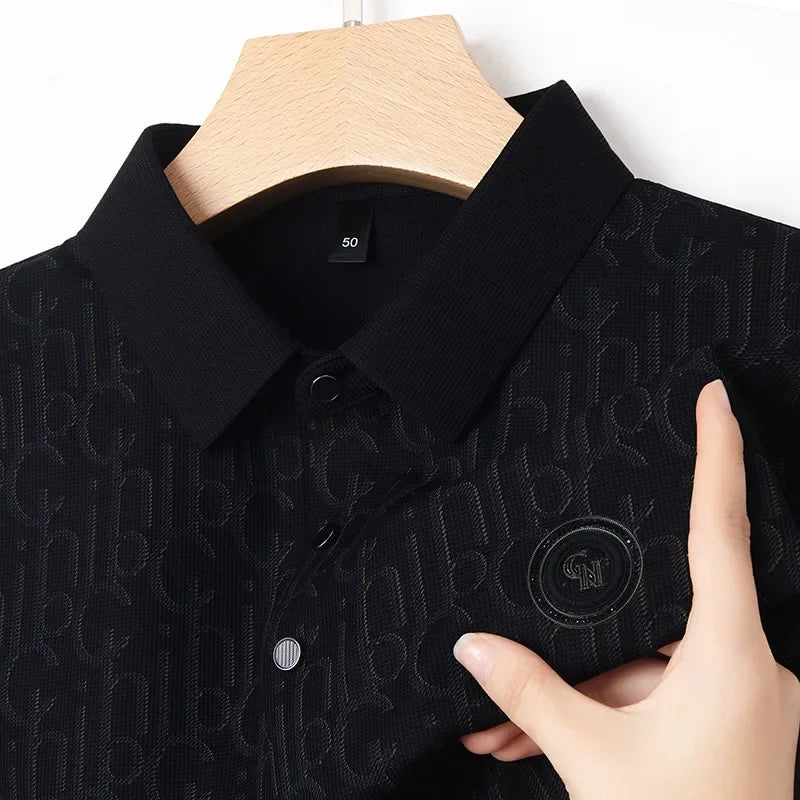 Breathable Note Pattern Short Sleeve Polo Shirt