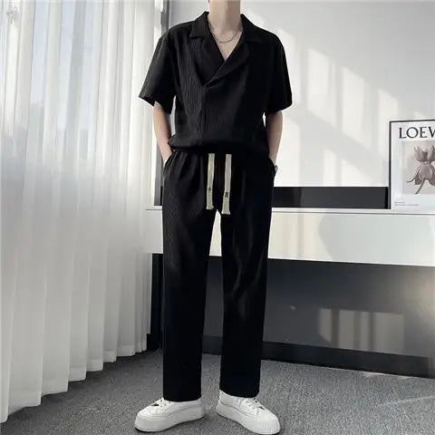 2pcs Suits Casual Ice Silk Set