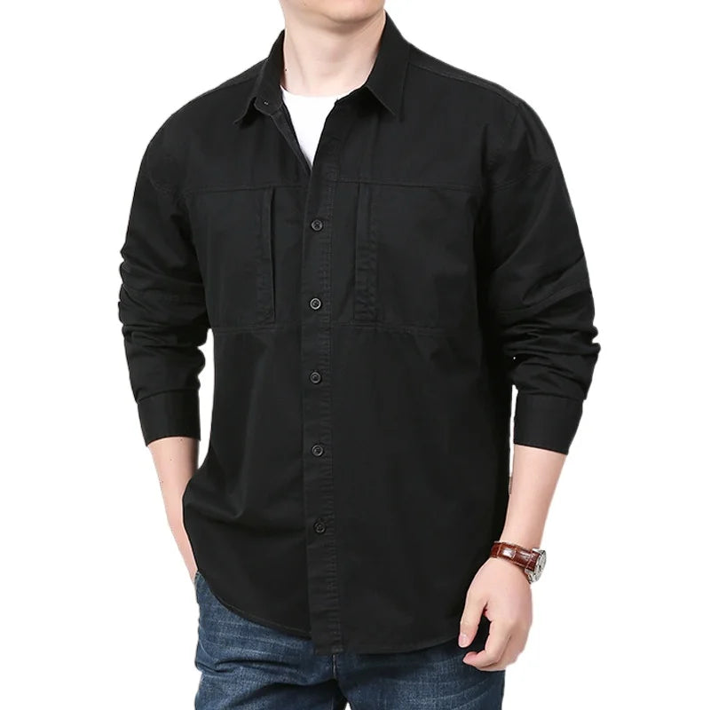 Long Sleeves Zipped Dual Pockets Shirt