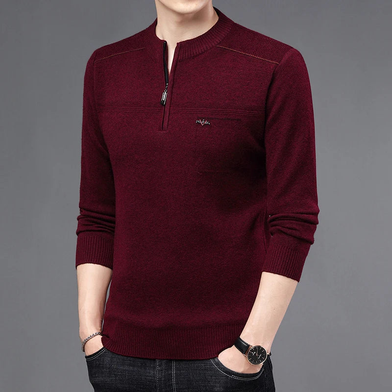 Solid Color Half-high Neck Zipper Sweatshirt