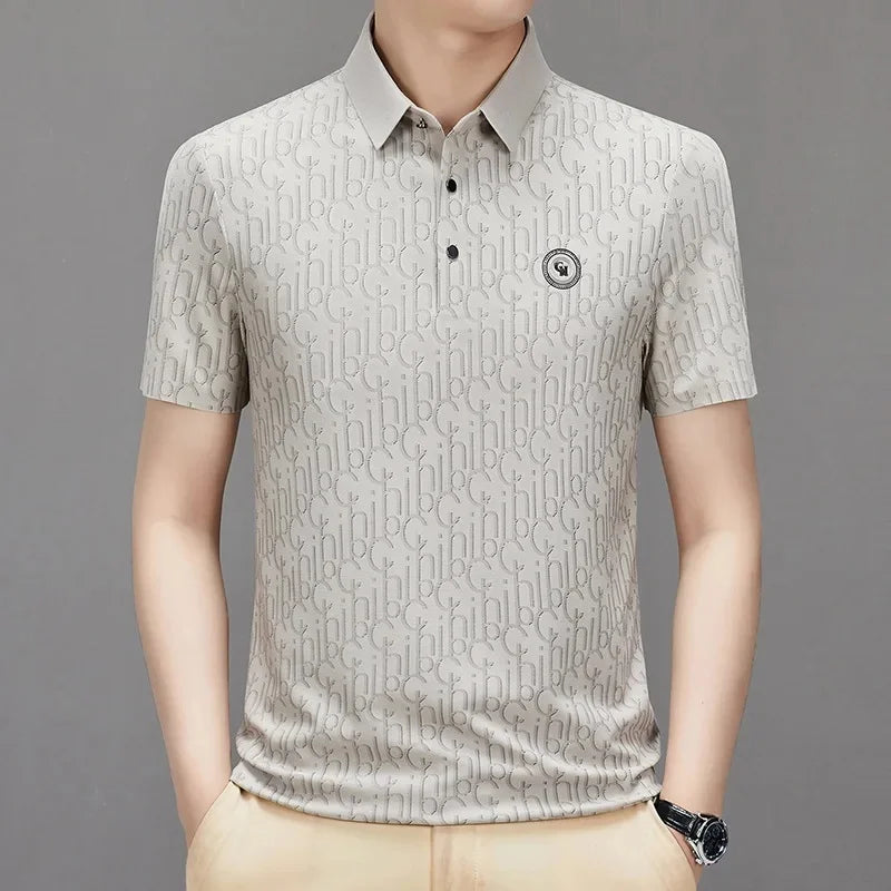 Breathable Note Pattern Short Sleeve Polo Shirt
