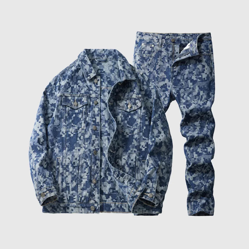 Retro-Styled Men's Denim Jacket and Trouser