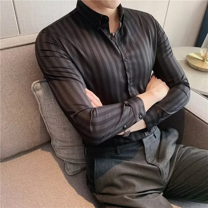Striped Long Sleeve Slim Fit Shirt