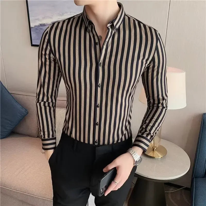 Striped Long Sleeve Slim Fit Shirt