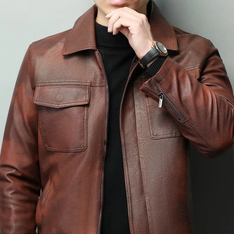 Leather Jacket Double Pocket
