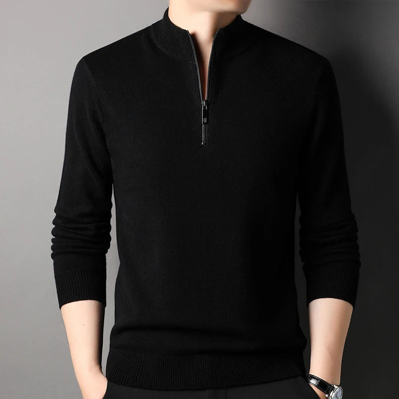 Solid Color Mock Collar Sweatshirt