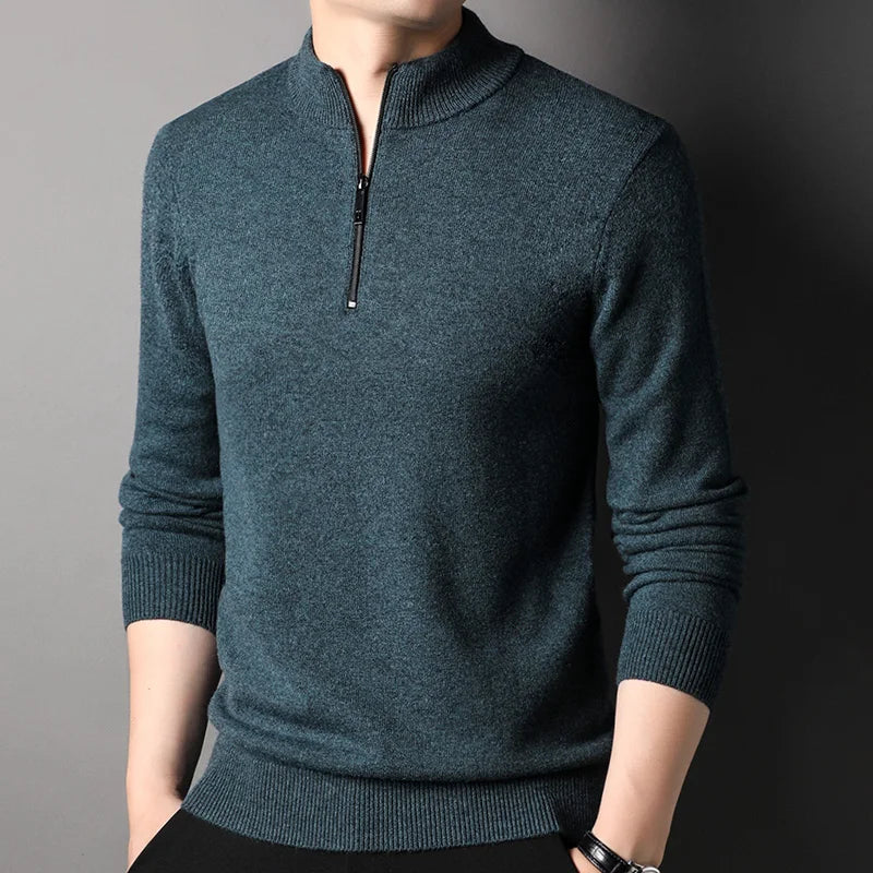 Solid Color Mock Collar Sweatshirt