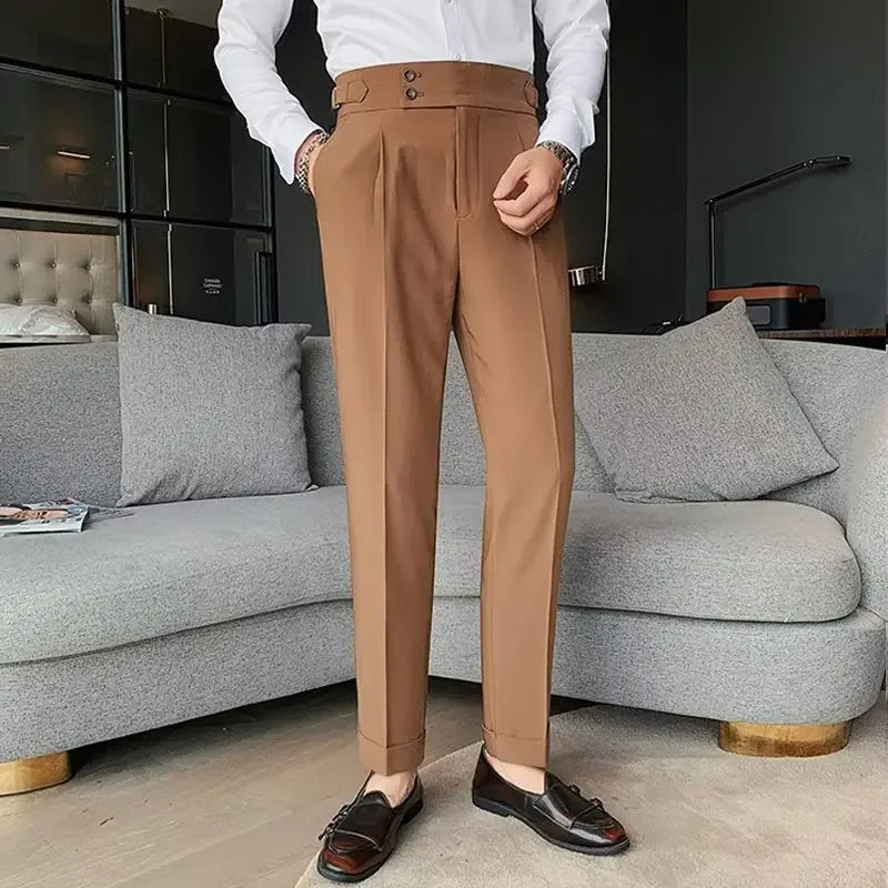 Buckle Waist Straight Leg Pants