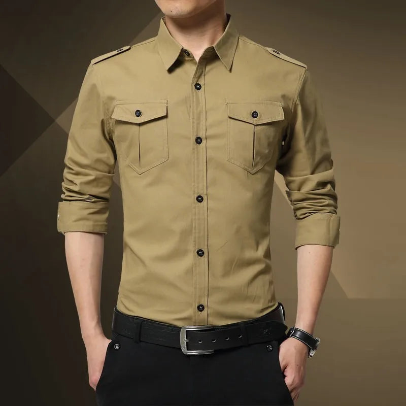 Military Style Dual Pockets Shirt