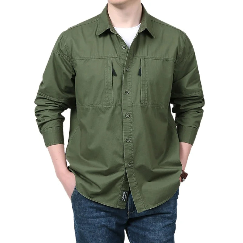 Long Sleeves Zipped Dual Pockets Shirt