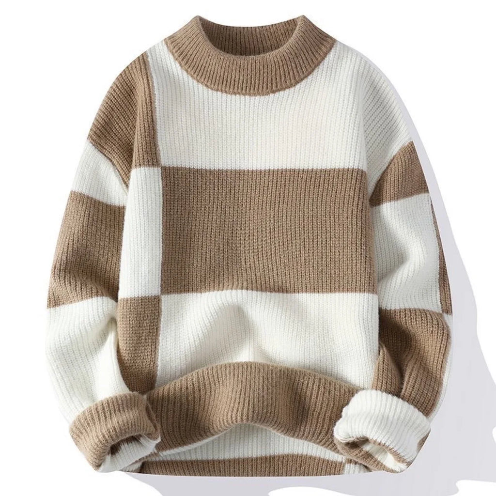 Plaid Round-neck Knitted Sweater