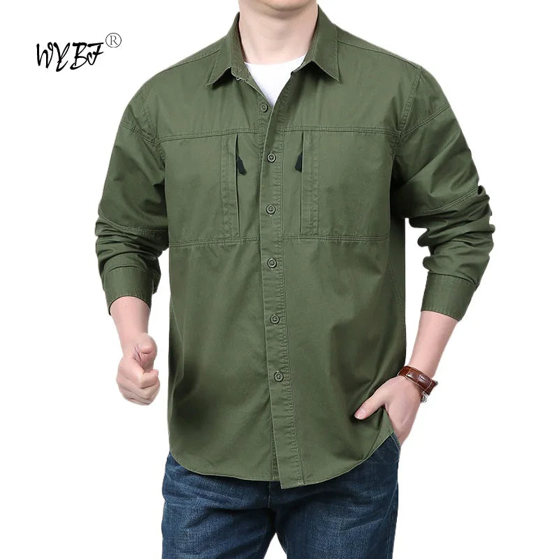 Long Sleeves Zipped Dual Pockets Shirt