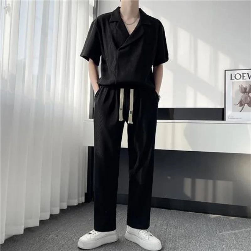 2pcs Suits Casual Ice Silk Set