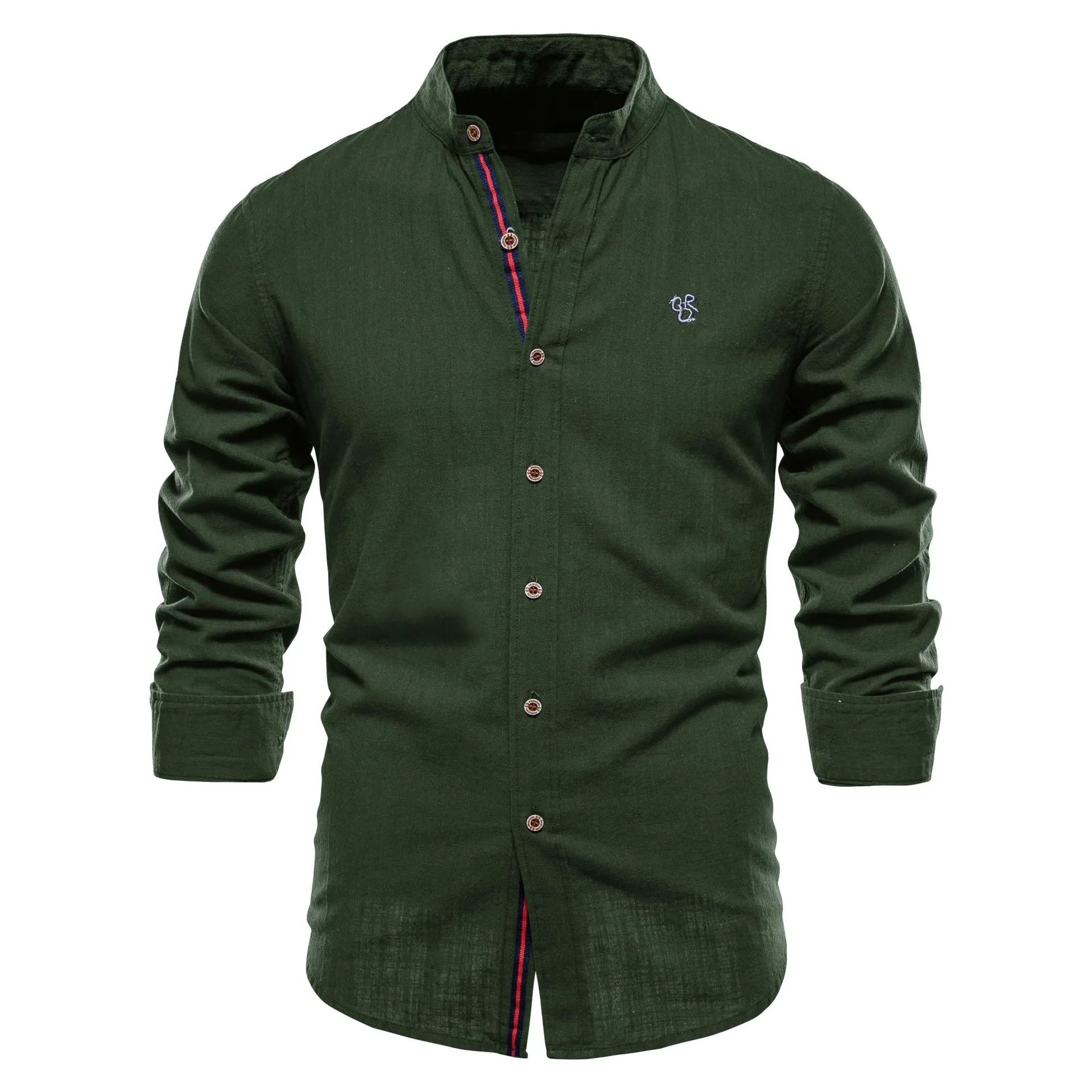 Mandarin Collar Style Linen Shirt