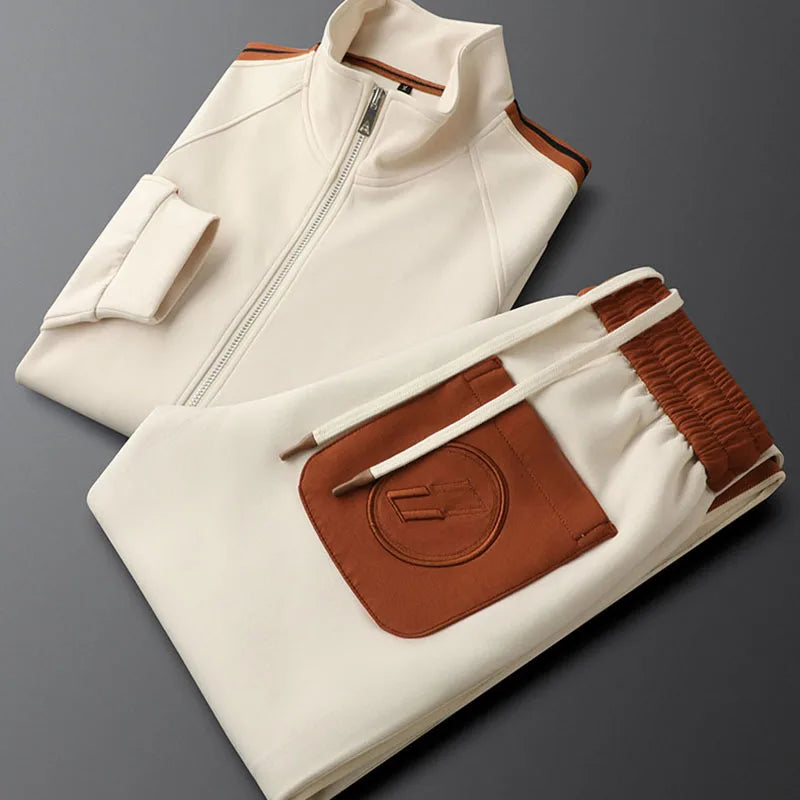 Side Striped Zipped Casual Sports Suit