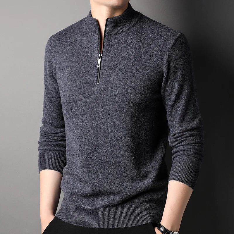 Solid Color Mock Collar Sweatshirt